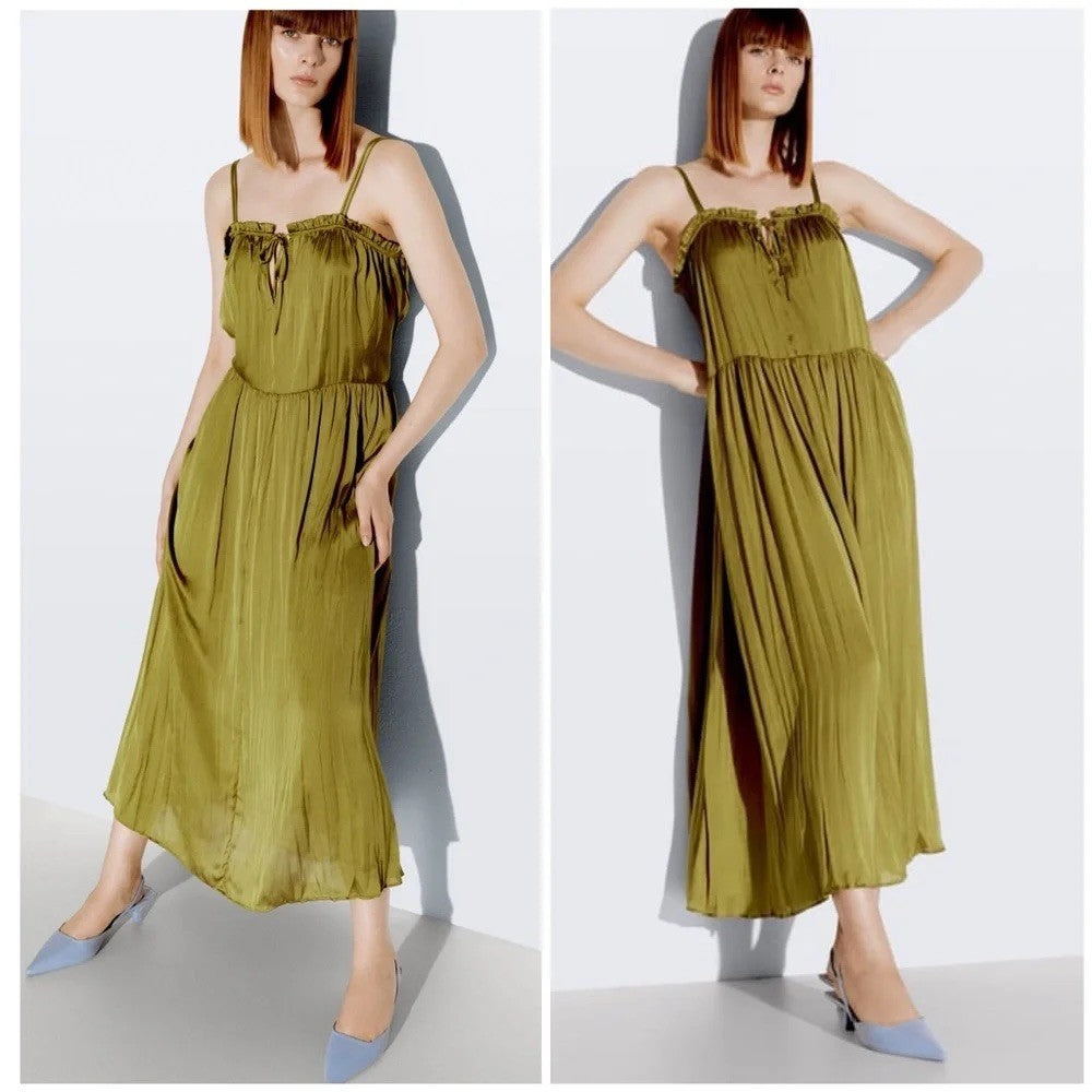 Zara Dress S Olive Green