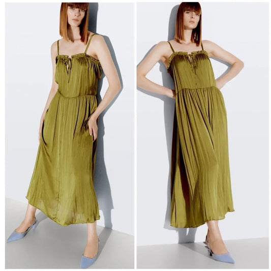 Zara Dress S Olive Green