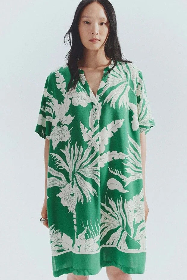 H&M Dress M Green Floral