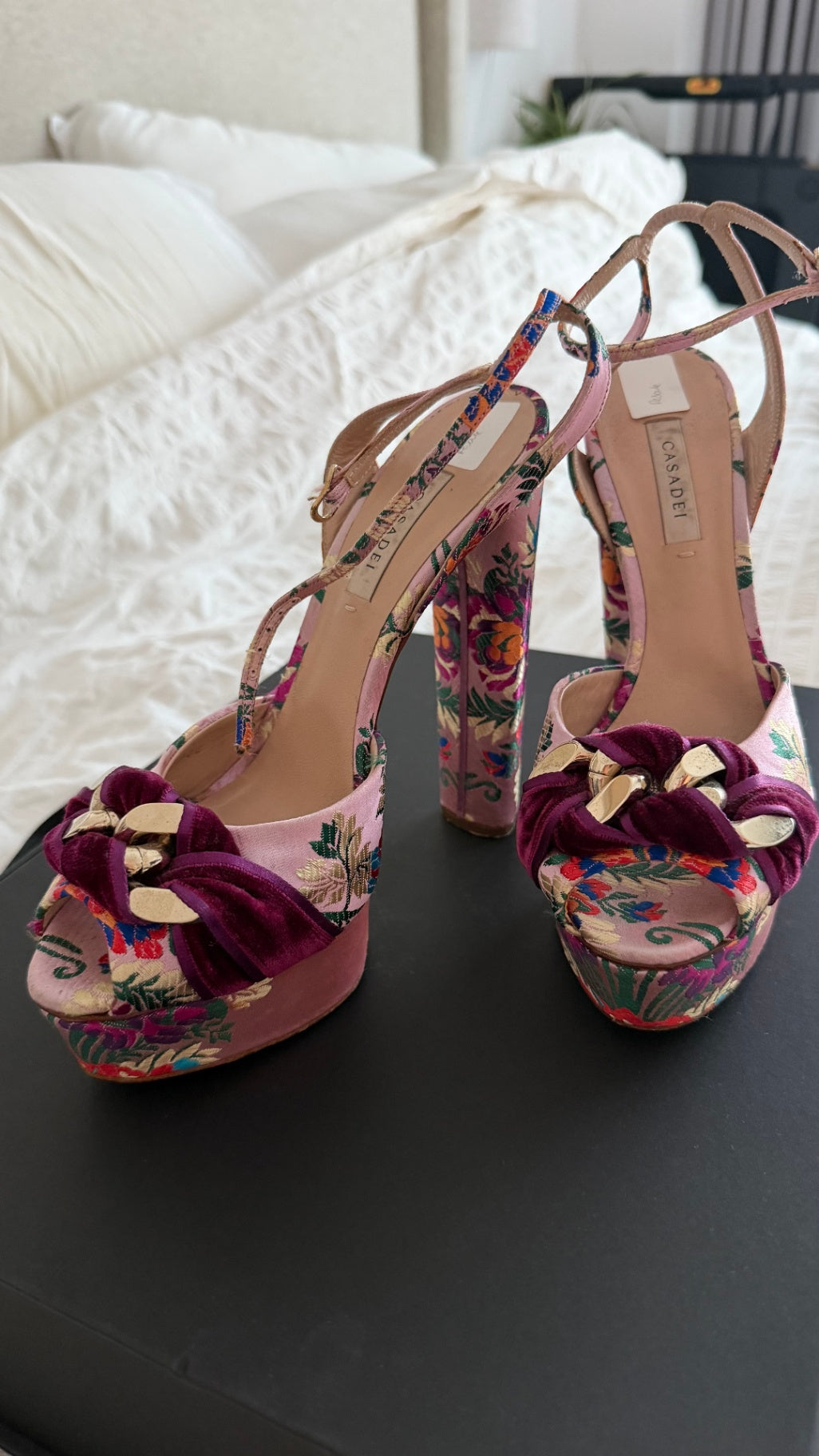 Casadei Sandals 38 Pink/Multicolor