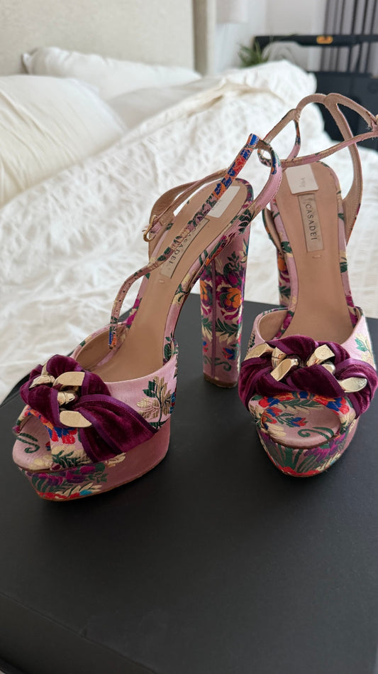 Casadei Sandals 38 Pink/Multicolor