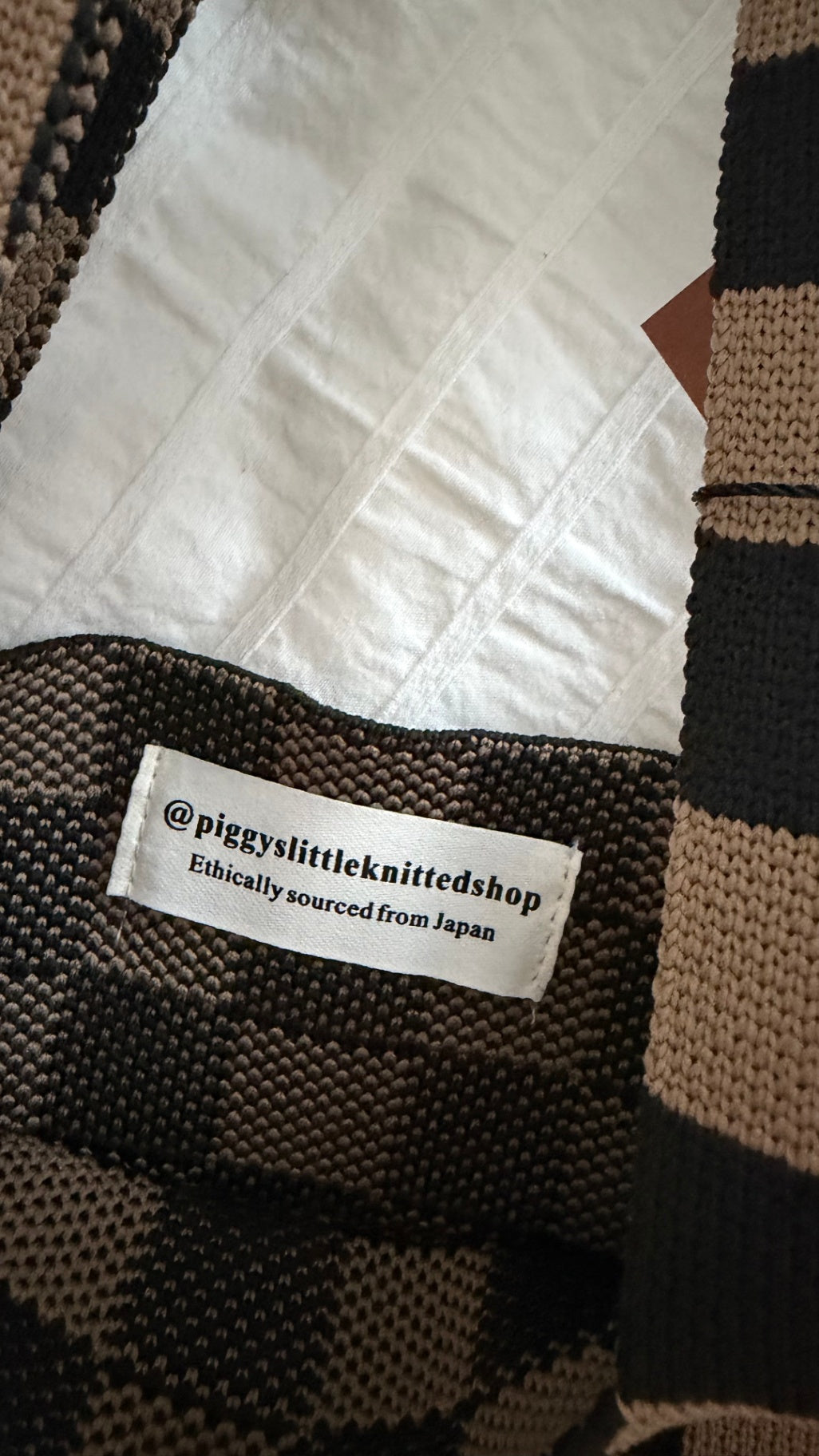 piggyslittleknittedshop Purse One Size Black and Beige