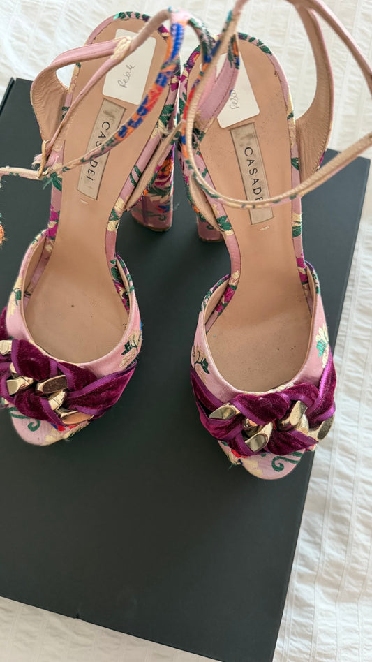 Casadei Sandals 38 Pink/Multicolor