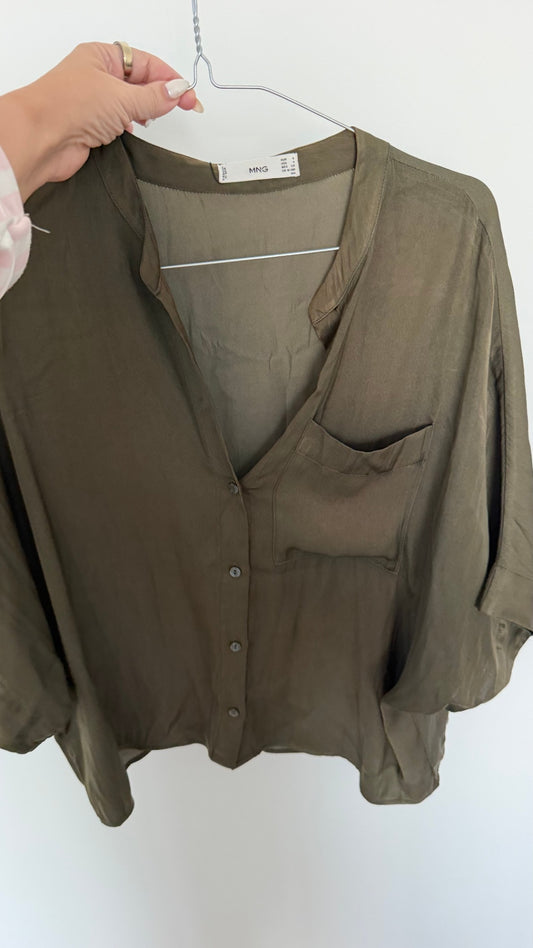 MNG Blouse S Olive Green