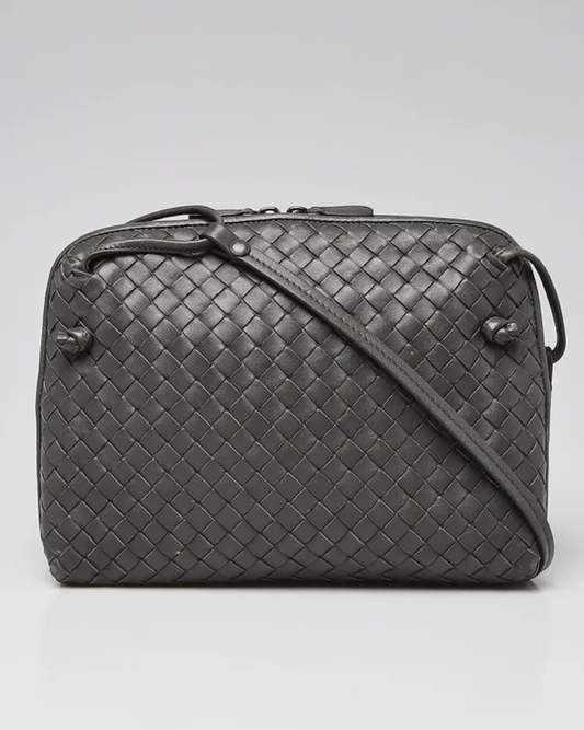 Dark Gray Woven Crossbody Bag
