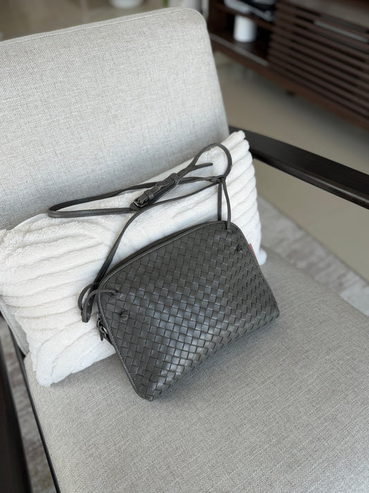 Dark Gray Woven Crossbody Bag