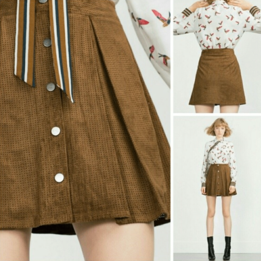 Zara Basic Skirt XS Brown
