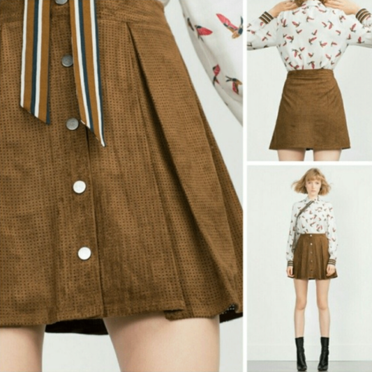 Zara Basic Skirt XS Brown