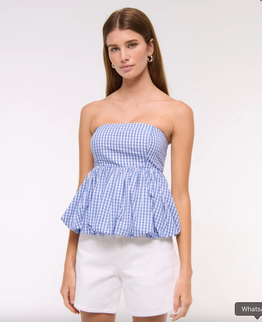 Abercrombie & Fitch Top S Blue and White
