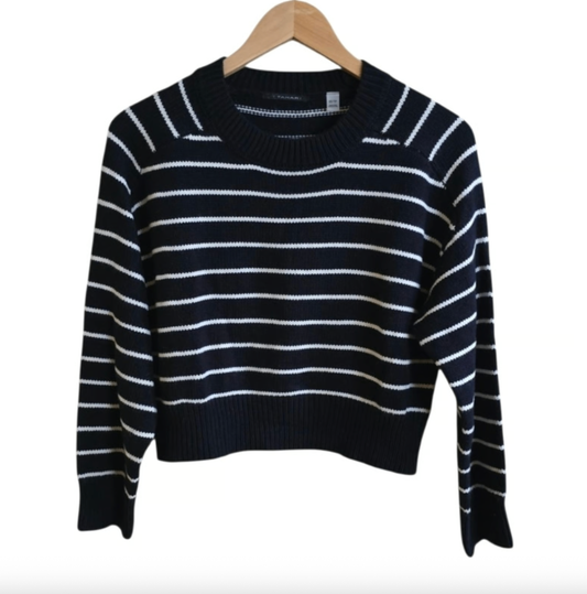 Tahari Sweater M Navy/Cream