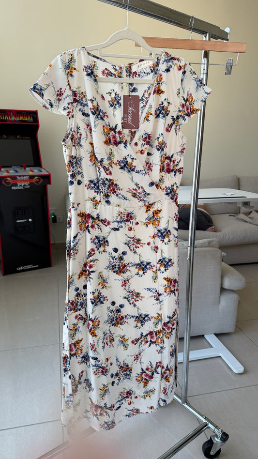 ROW A Dress L White Multicolor Floral