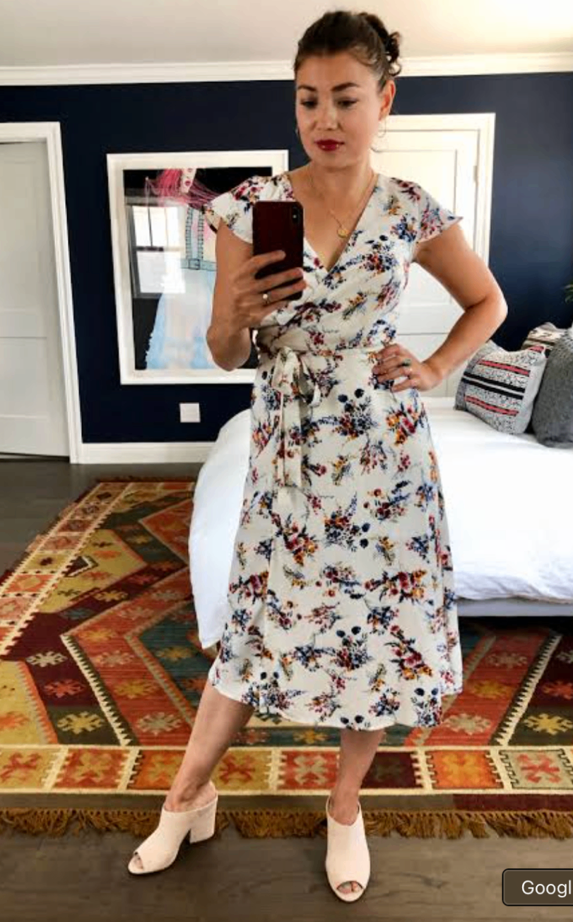ROW A Dress L White Multicolor Floral