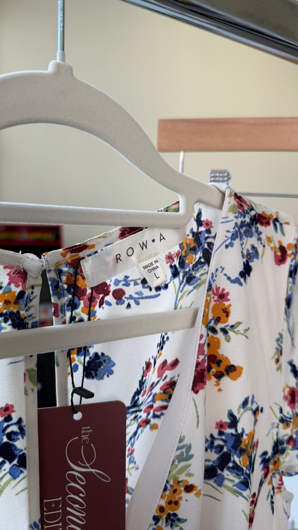 ROW A Dress L White Multicolor Floral