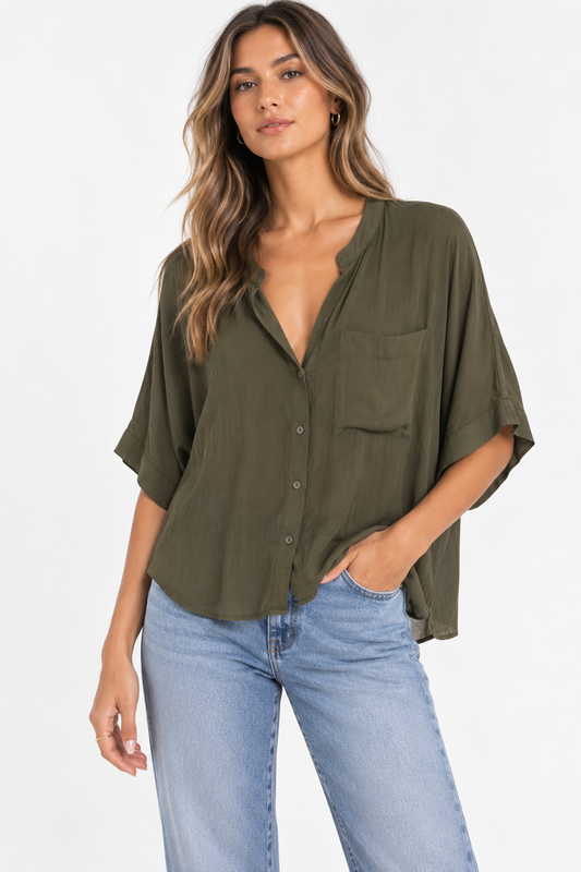 MNG Blouse S Olive Green